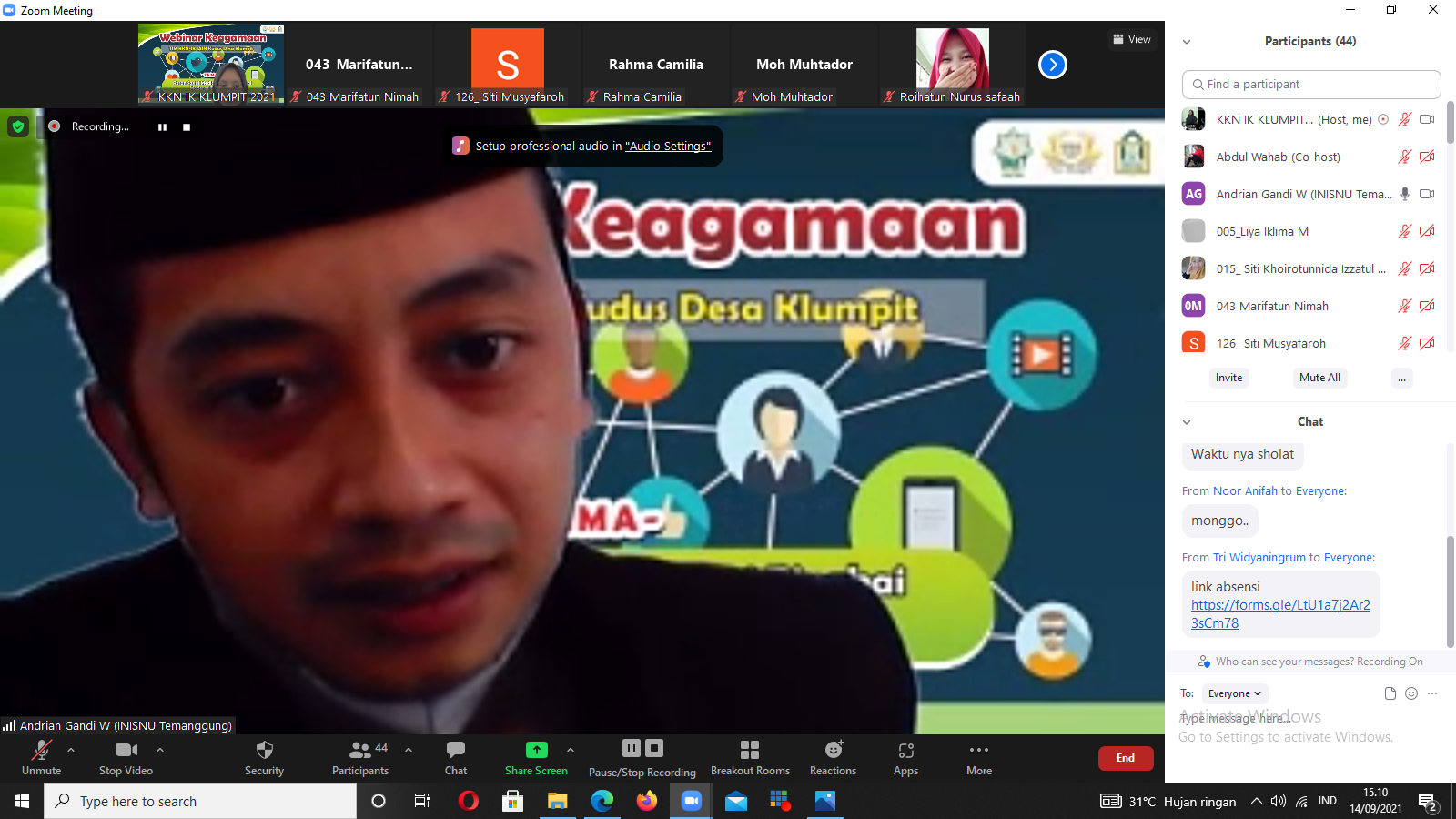 SOSIALISASIKAN MODERASI BERAGAMA, MAHASISWA KKN IK IAIN KUDUS GAIT MASA DARI KALANGAN PELAJAR